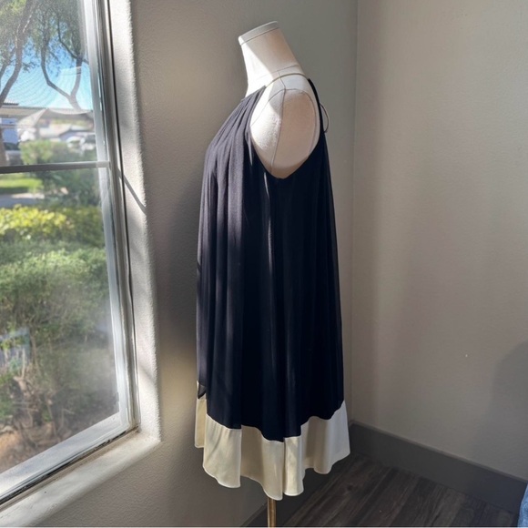 Maggy London Black and Cream Silk Dress Size 10 - Picture 3 of 5